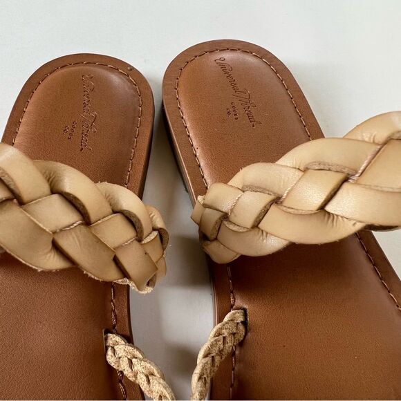 Universal Thread Hilda Braided Faux Leather Mushroom Tan Slide Sandals Size 8 - Picture 8 of 12